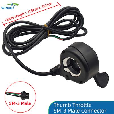 Electric Bicycle Thumb Throttle Accelerator, Universal E Bike Speed Control Regulator For Scooter, Folding Bike throttle Sm3 male