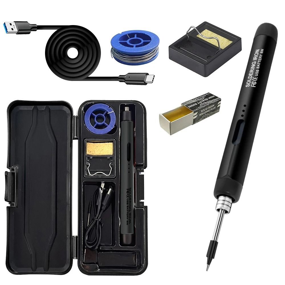 Portable Wireless USB Soldering Iron Kit USB Powered Soldering Tool black