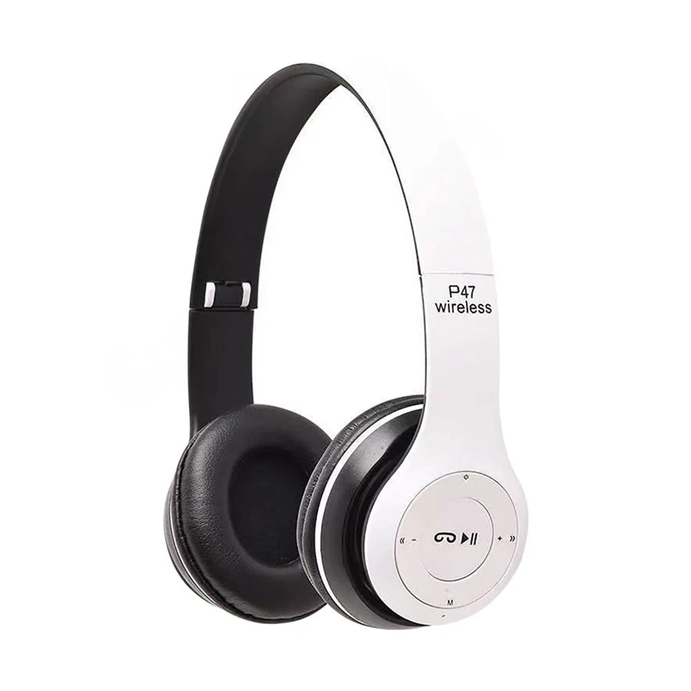 P47 Wireless Bluetooth Headset Stereo Folding Over Ear Headphones For Sports, Gaming & Phone white