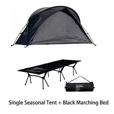 Four Season Lightweight Single Person Camping Tent black Set