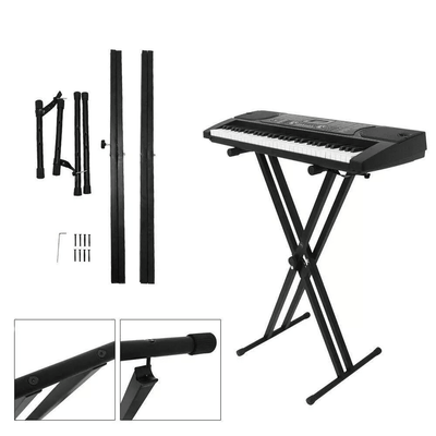 Electric Keyboard Piano Stand Dual X Brace | Heavy Duty Adjustable Double Tube Folding Stand For Digital Pianos & Synthe Electric Keyboard Piano Stand Dual X Brace | Heavy Duty Adjustable Double Tube Folding Stand For Digital Pianos & Synthe