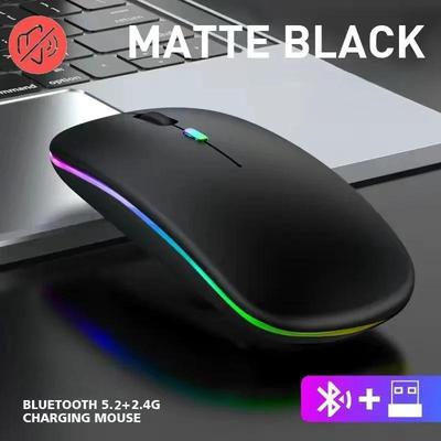 Wireless Mouse Gaming Mouse Backlight USB Compatible RGB Rechargeable Mice Silent Backlit Ergonomic Gaming Mouse For Laptop PC black