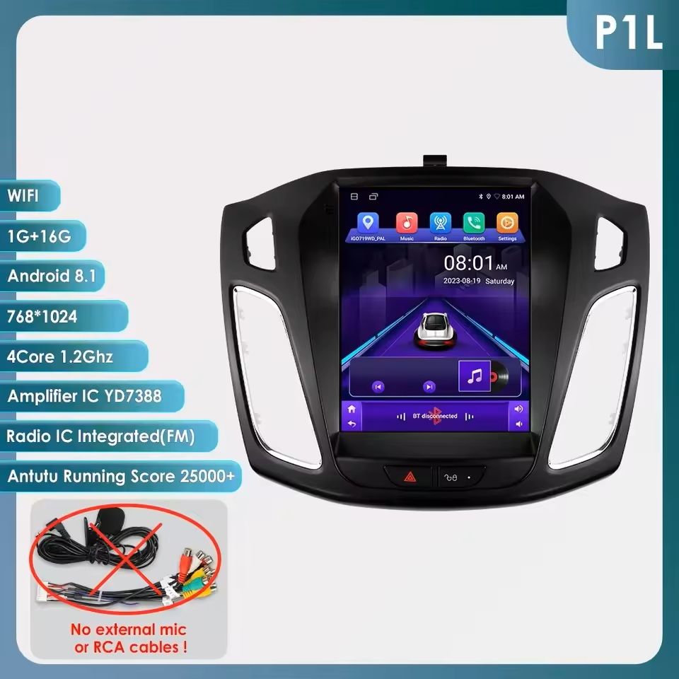 9.7 Inch Android Car Multimedia Player With GPS And CarPlay For Ford Focus p1l 4core 1g 16g