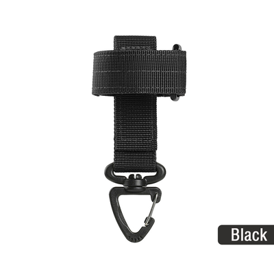 Multi Purpose Nylon Gloves Holder With Magic Sticker & Carabiner, Outdoor Tactical Clip For Camping, Hiking black