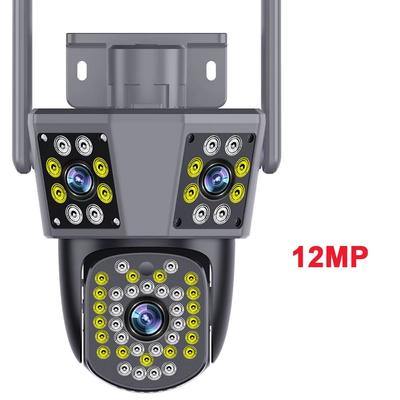6K 12MP WiFi Surveillance Camera Outdoor, Triple Lens, Triple Screen, PTZ, Motion Detection, IP Security Camera pc26 Cam