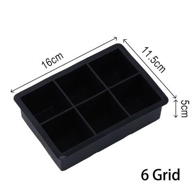Grid Big Ice Tray Mold Box, Large Food Grade Silicone Ice Cube Square Tray For DIY Bar & Pub 6 Grid