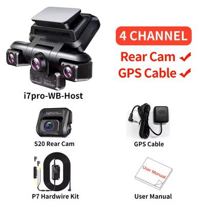 4CH 360 Degree 4K Car Dash Cam With Night Vision And Parking Mode 4 Channel with 256gb Card