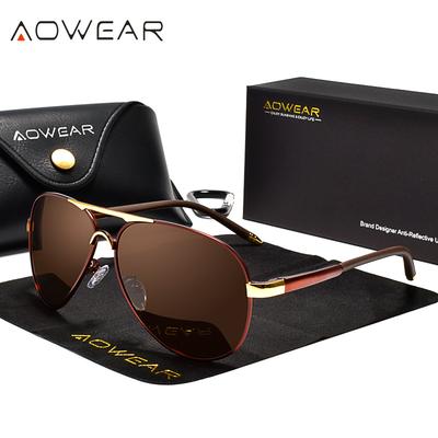 Men's Aviation Sunglasses, Men Polarized Mirror Lens HD Driving Pilot Sun Glasses For Man red