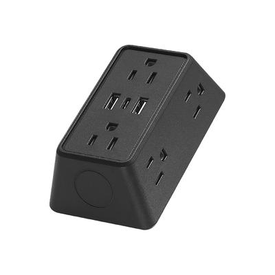 9 In 1 Power Strip With USB & Type C 6 AC Outlets, 3 USB Ports Compact Wall Charger For Home Office Travel black