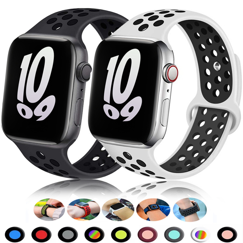 Breathable Sport Strap For Apple Watch, IWatch Series 10 Red And Black 38 40 41 S10 42mm Ml