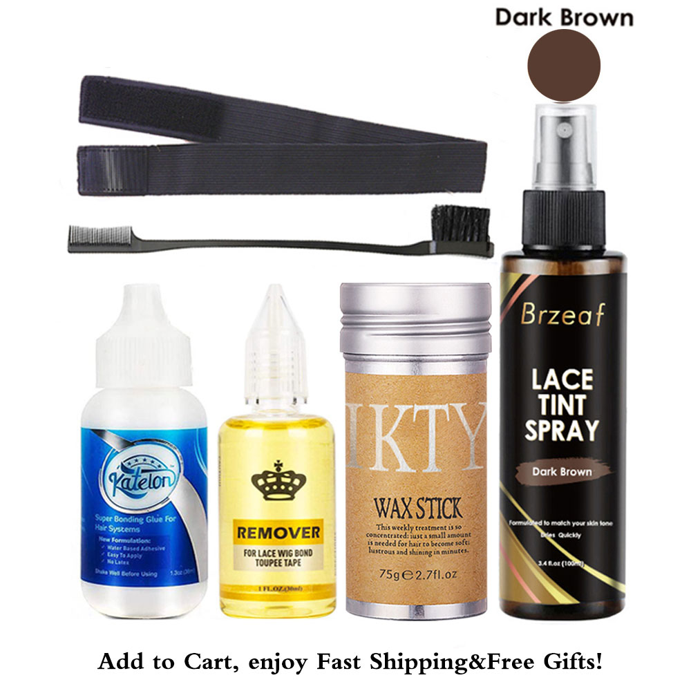 Waterproof Lace Wig Glue, Strong Liquid Adhesive Hair Glue For Lace Front Wigs, Lace Tint Spray & Elastic Melt Band 04