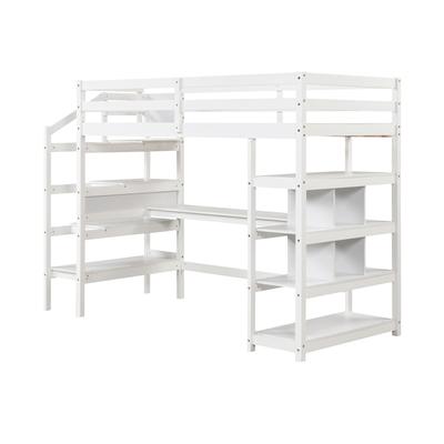 Twin Over Full Bunk Bed With Trundle & Ladder, Space Saving Solid Wood Bunk Bed For Kids Twin Over Full Bunk Bed With Trundle & Ladder, Space Saving Solid Wood Bunk Bed For Kids
