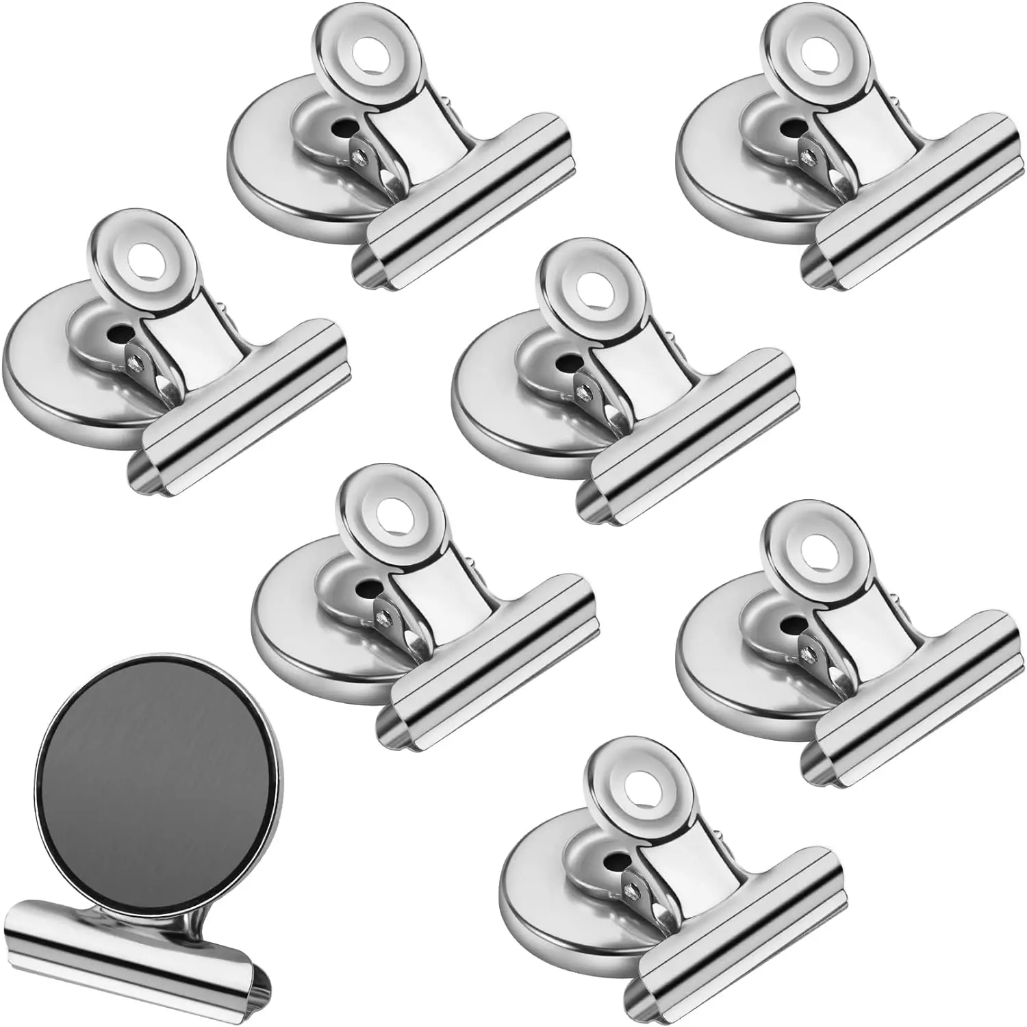 Strong Magnets Magnetic Clips, Heavy Duty Bulldog Clips For Whiteboard, Fridge & Photo Displays silver