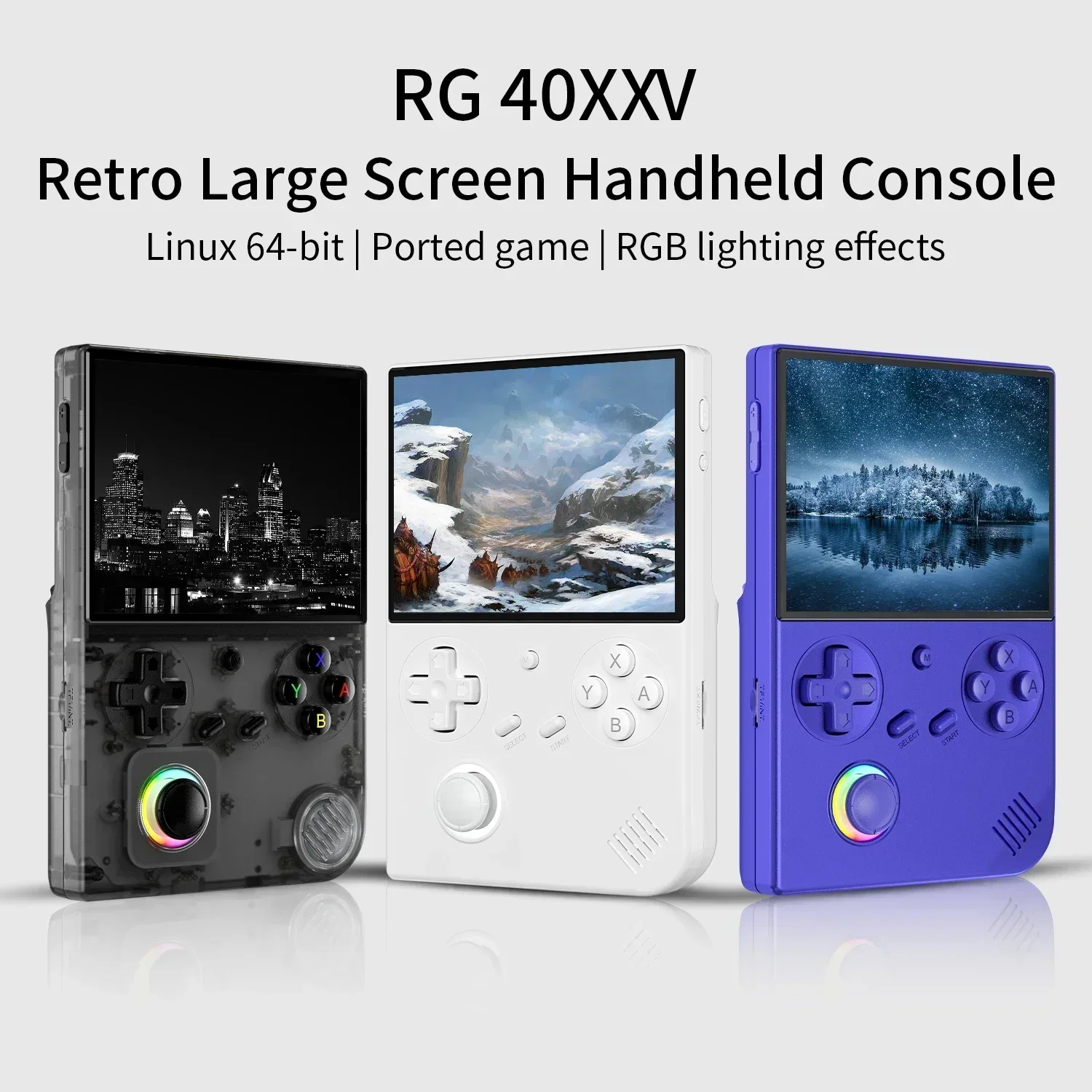 Retro Game Console With 4 IPS Display, Portable RG 40XXV For PSP PS1 N64 Games, TV Output & Dual TF Card Slots white