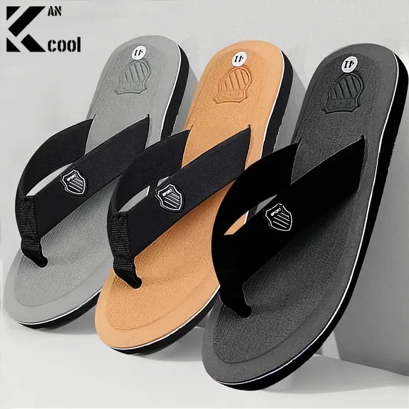 Mens Casual Non Slip Summer Flip Flops With Flat Sole For Indoor And Beach Wear us 9 gray