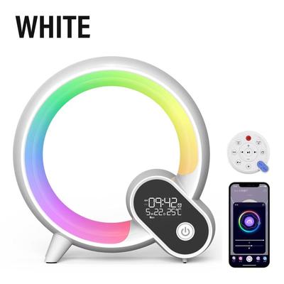 Smart LED Sunrise Alarm Clock With Bluetooth Speaker Wake Up Light, White Noise, App & Remote Control white usb Cable