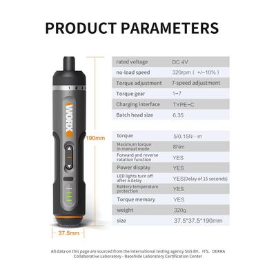 Worx WX242 Smart Cordless Electric Screwdriver Kit 30 Bit USB Rechargeable Set worx 242 us