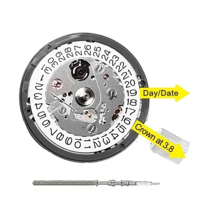 Automatic Movement Jewels Self Winding High Accuracy Premium Replacement For Dial Mods At Date Position white At 3.8