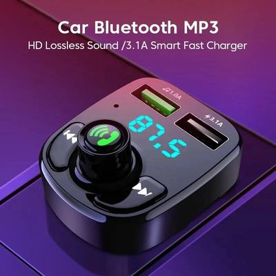 Dual USB Car Charger With Bluetooth 5.0 MP3 Transmitter 3.1A QC3.0 & Type C PD Fast Charging, Hands Free Kit Dual USB Car Charger With Bluetooth 5.0 MP3 Transmitter 3.1A QC3.0 & Type C PD Fast Charging, Hands Free Kit