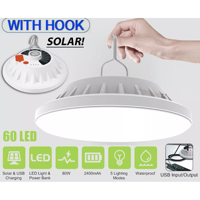 Rechargeable LED Outdoor Camping Tent Light, USB & Solar Powered Lantern Lamp For Hiking, Emergency, And Survival Gear Rechargeable LED Outdoor Camping Tent Light, USB & Solar Powered Lantern Lamp For Hiking, Emergency, And Survival Gear