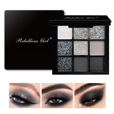 Glitter Pearlescent Matte Eye Shadow Palette, Shimmer Makeup, Long Lasting & Highly Pigmented For Women Beauty black