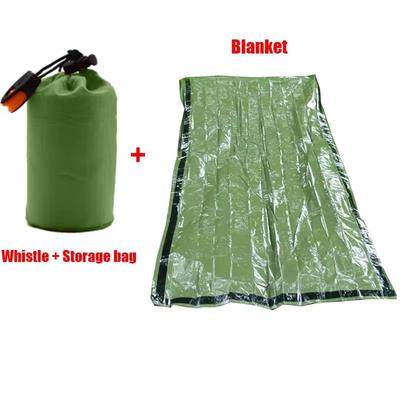 Portable Waterproof Emergency Survival Sleeping Bag, Thermal Mylar Blanket For Outdoor EDC Camping Gear green