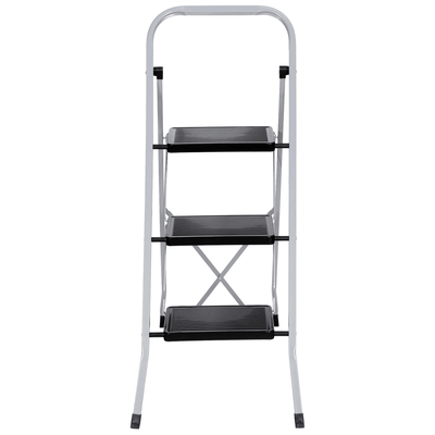 Three Step Folding Ladder With Handgrip And Wide Steps For Home Use 3 Steps