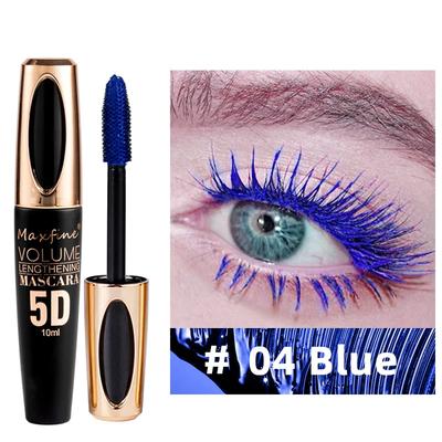 5D Silk Mascara With Big Eyes Silicone Brush Head Multi coloured Priming Waterproof Mascara Long Lasting blue