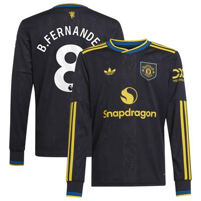 Manchester United adidas Ersatztrikot 2025-26 – Langärmelig – Kinder mit Aufdruck B. Fernandes 8