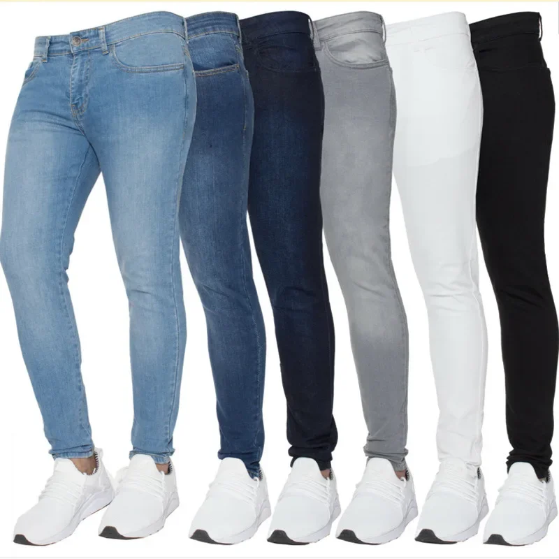 Business Herren Casual Jeans Stretch Denim Hosen Frühling Herbst Klassisch Schwarz Himmelblau Grau Gerade Arbeit Mode Marke Kleidung