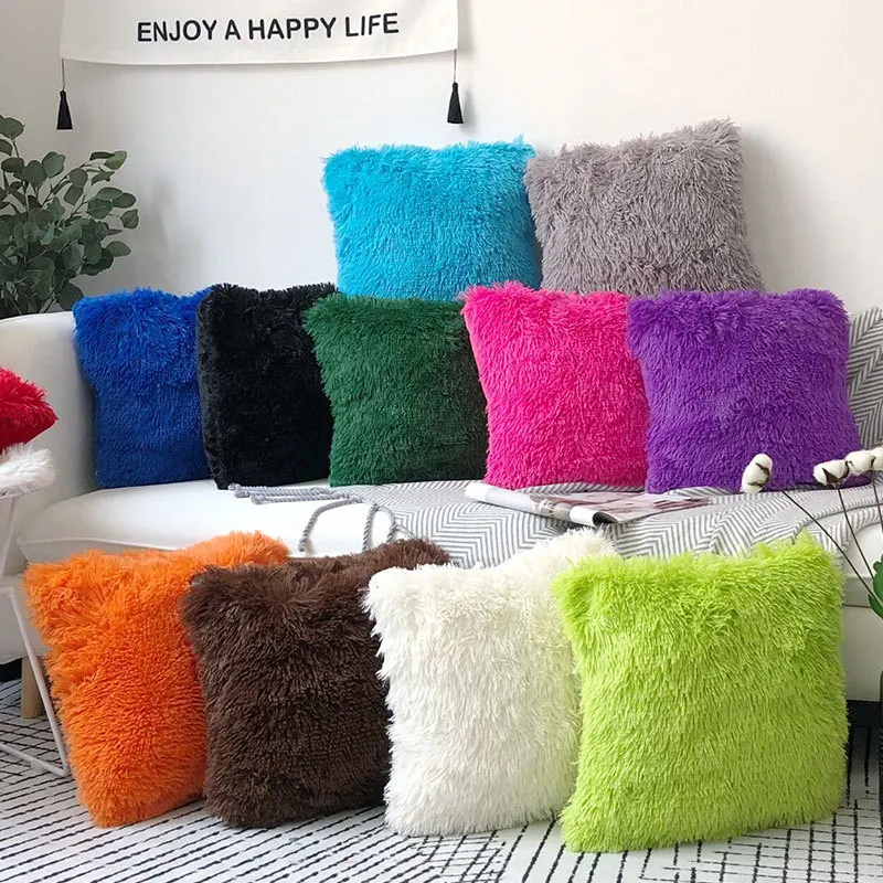 Confezione da 2 fodere per cuscini di lusso in pelliccia sintetica, fodere per cuscini decorativi in peluche, per divano camera da letto (senza cuscino)