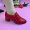 Women's Boots 2025 New Casual Leather Shoes for Women Comfort Office Low Boots Pointed Toe Ladies High Heels Red Wedding Shoes
