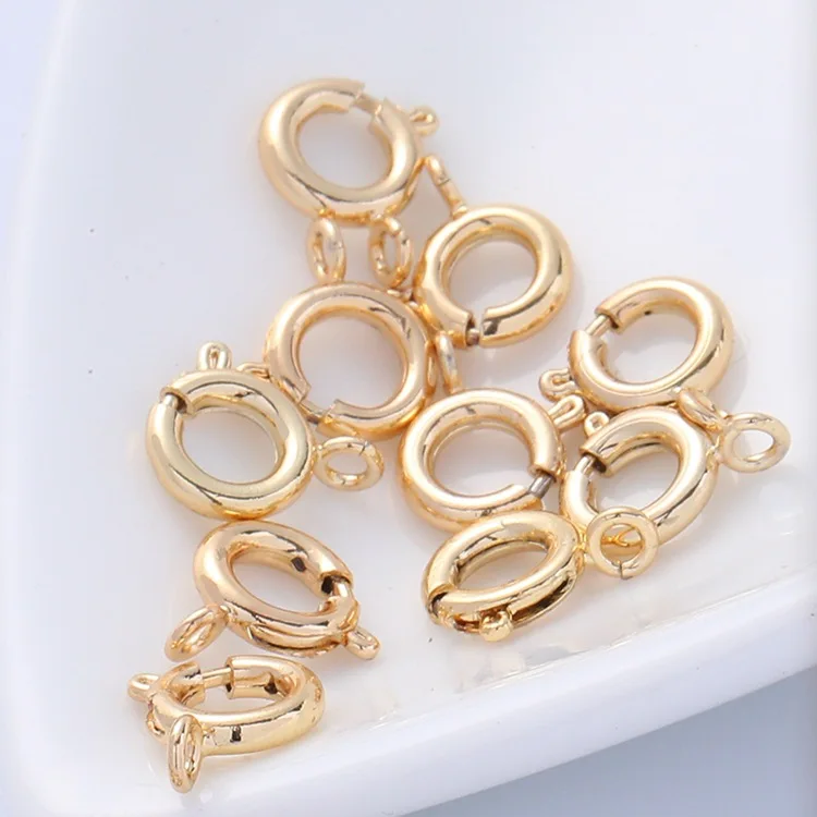 (3849)20PCS 5MM 5,5MM 6MM 7MM 24K Gold Farbe Messing Frühling Runde Verschlüsse Halskette verschlüsse Hohe Qualität Diy Schmuck Zubehör Image