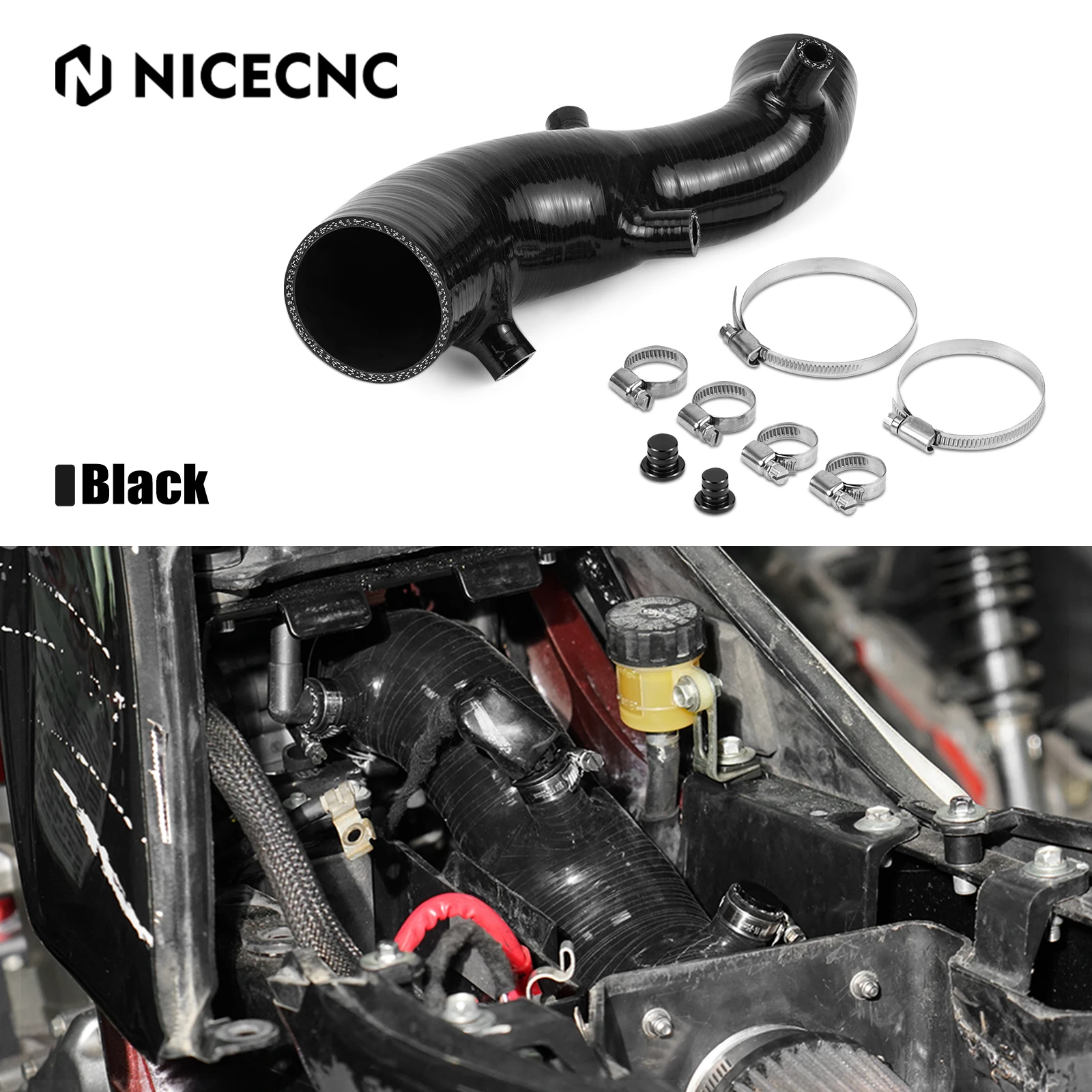 NICECNC Für Raptor 700R Silikon-Luftfilter-Ansaugschlauch für Yamaha Raptor 700 700R YFM700 YFM700R SE 2009–2025 2LS-14453-00-00 Image