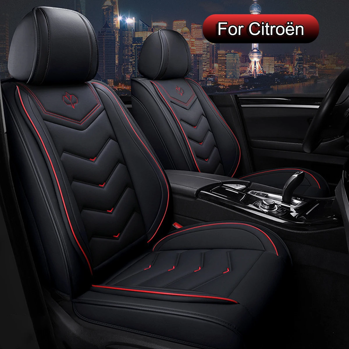 Autositzbezüge Komplettset Leder, Universelle Leder Sitzbezüge auto, Passend für Citroen C3, C3 AIRCROSS, C5, C5 AIRCROSS, C5 X, C4, C4 Cactus, C-Elysée, DS3 Image