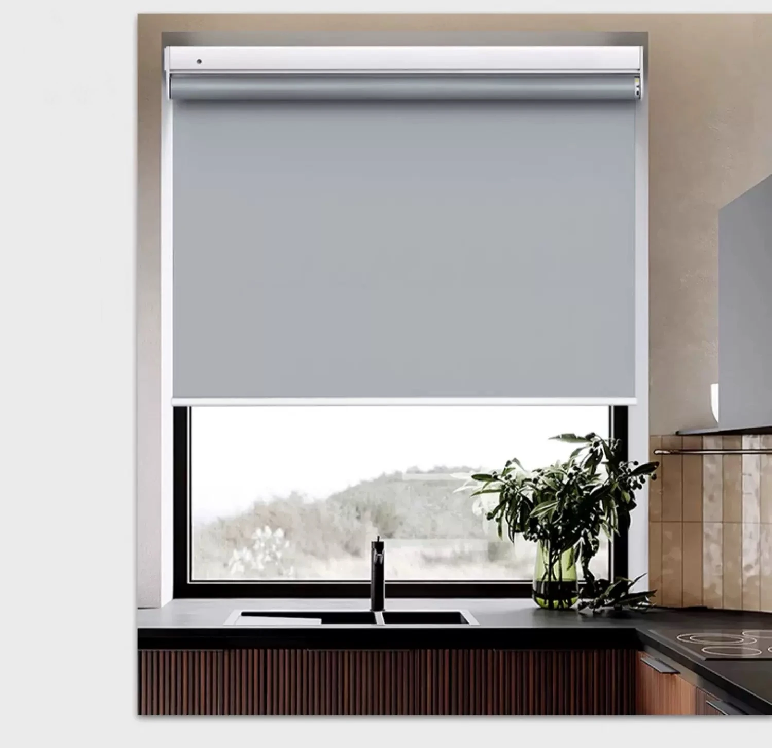 Automatische Rollos elektrisch – Gesamtverdunkelung ohne Bohren, individuelle kabellose Farbtöne für Wohnzimmer, Privatsphäre, USA/Kanada-Deko