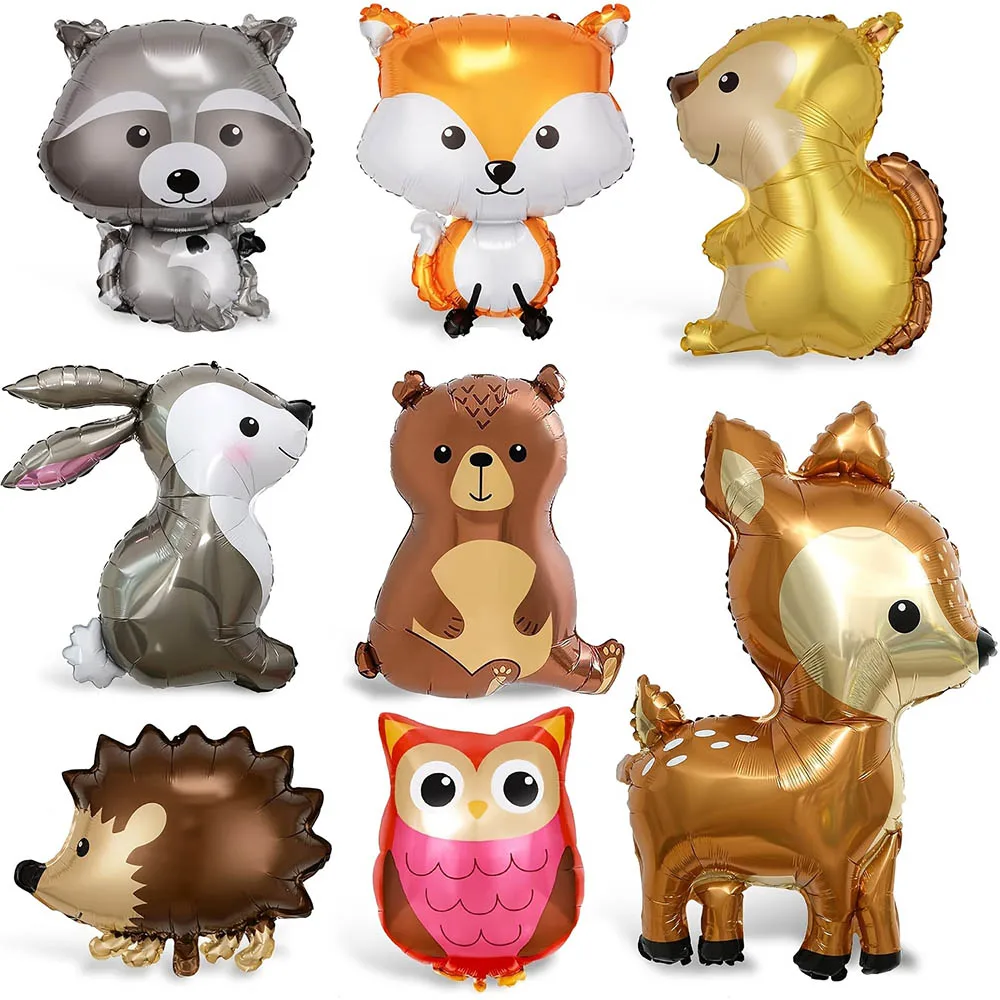 1/8 Stück Igel Fuchs Waschbär Eule Hirsch Tier Folienballons Geburtstag Wald Wald Thema Party Decora Luftballons Babyparty Geschenke Image