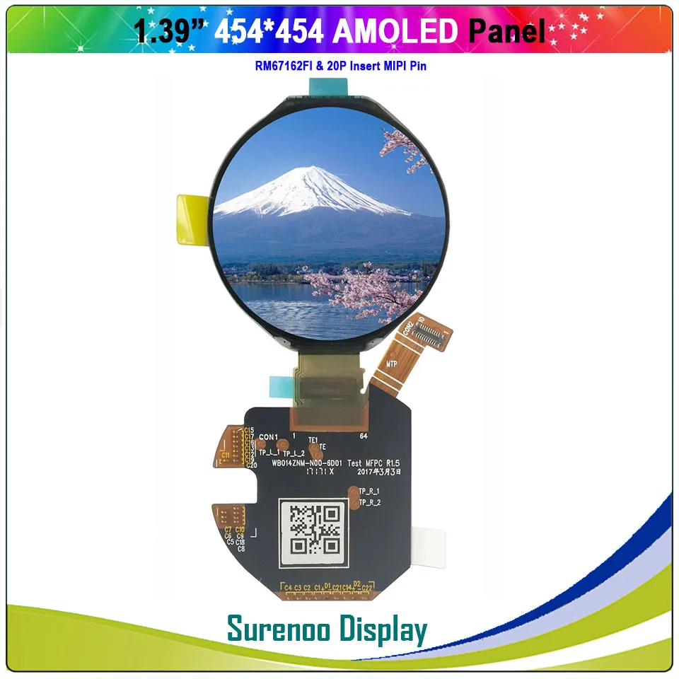 Echtes AMOLED-Display, 1,39 Zoll 454 x 454 runder kreisförmiger OLED-LCD-Modulbildschirm WB014ZNM-N00 mit MIPI-Schnittstelle RM67162FI Image