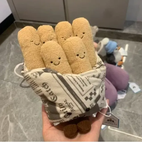 Jelly Cat – une boîte de frites en peluche, un paquet de seau de frites, décoration de la maison, jouet interactif pour chat et chien, cadeau pour animaux de compagnie