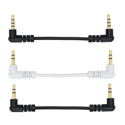 Kurzes 10 cm 20 cm 3,5 mm AUX-Kabel Stecker auf Stero-Audiokabel 90 Grad zwei rechtwinklige 3/4-polige Gold für Auto MP3/MP4-Audiokabel Image