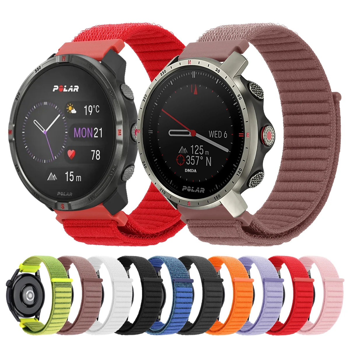 22mm 20mm Nylonband für POLAR Grit X2 Pro Titan/Grit X Pro Klettverschlussband Vantage M3 M2 M/V3/IGNITE 3 2 Armband Gürtel Correa Image