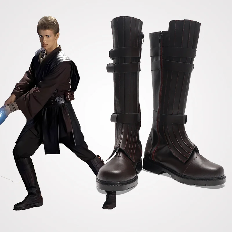 Anakin Skywalker Stivali Cosplay Scarpe Tacco Alto Scarpe Cosplay di Halloween Prop per Uomini Adulti