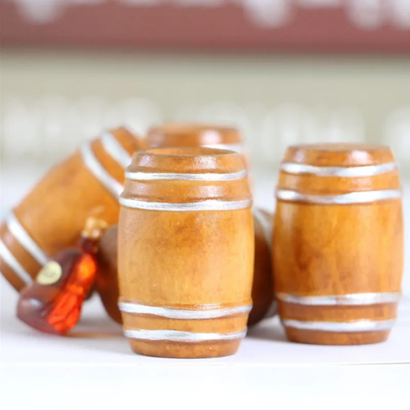 6 stücke Winzige Holz Rotwein Fass Miniatur Mini Holz Rotwein Miniatur Bier Bier Fass Bier Fass Für Puppen haus Dekoration