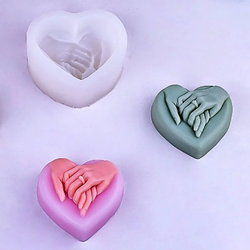 3D Hand in Hand Liebe Silikon Kerze Form DIY Herz Seife Gips Harz Handwerk Zement Form Home Dekoration Valentinstag Geschenk Image