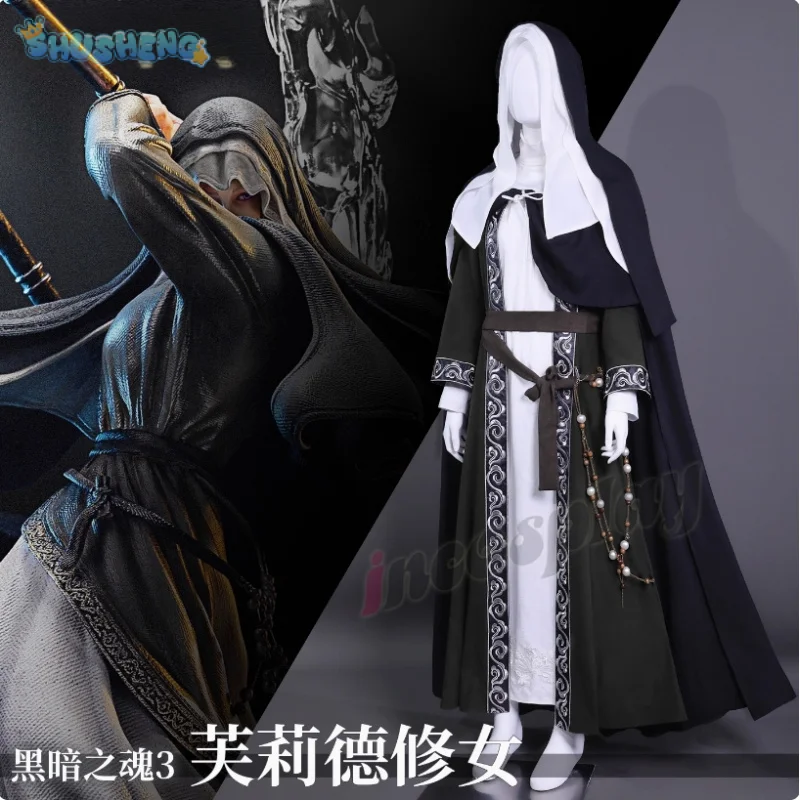Spiel Dark Souls III Schwester Friede Cosplay Kostüm Umhang Kopfbedeckung Oberbekleidung Schal Prop Set Halloween Männer Frauen neue Fantasy Uniform Image