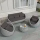 Set divano da esterno in rattan, mobili da giardino a 2 posti per balcone, terrazza, villa o cortile, poltrona lounge in vimini per tutte le stagioni