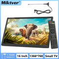 Miktver Monitor TV portatile da 16 "HD 1366x768 doppio sintonizzatore supporto ATSC e NTSC telecomando, ingresso Radio FM USB HDMI AV con batteria