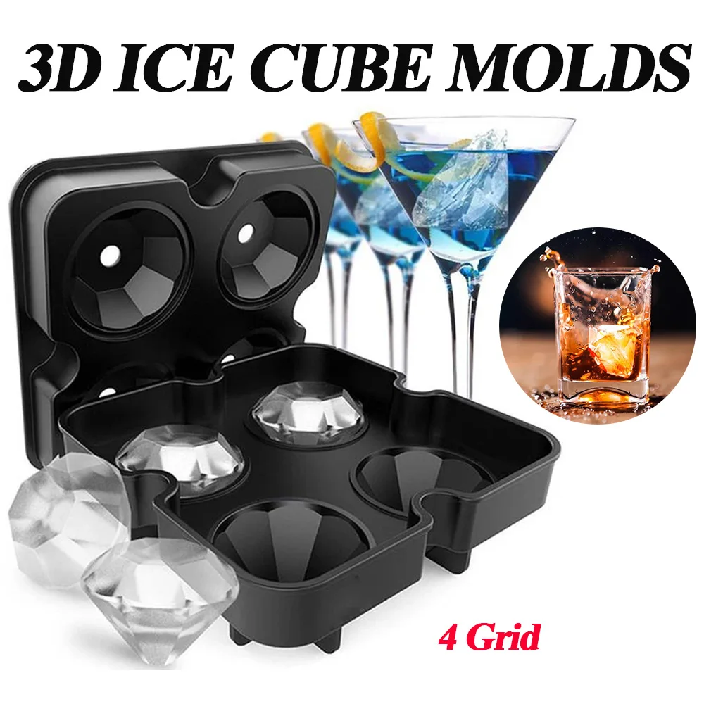 Kreative 3D-Silikon-Eiswürfelform, Eiswürfelform für den Gefrierschrank, leicht zu lösende Eiswürfelformen für Whisky, Cocktail, Schokolade Image