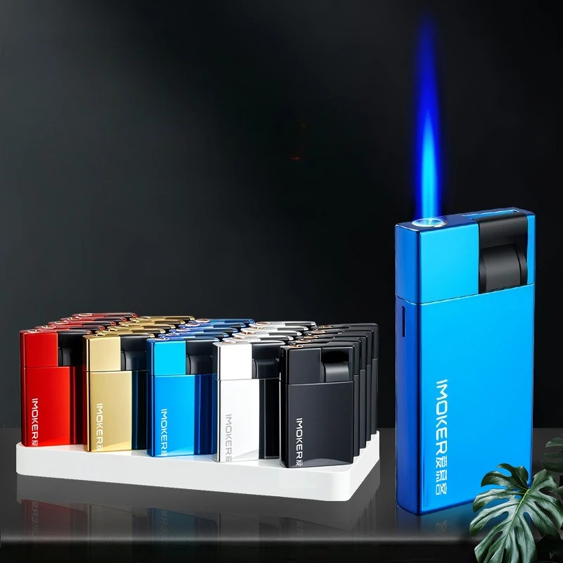 Neue Blaue Flamme Fackel Metall Feuerzeug Supermarkt Hotel Winddicht Wiederaufladbare Butan Feuerzeug Männer Zigarette Feuerzeuge Geschenk Großhandel Image