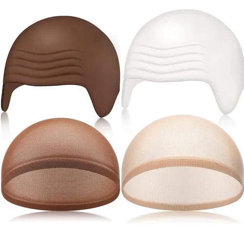 2 paquets de bonnets chauve en Latex avec bonnets de perruque en Nylon, bonnets chauve d'halloween, bonnet chauve professionnel de maquillage pour Costume de fête d'halloween